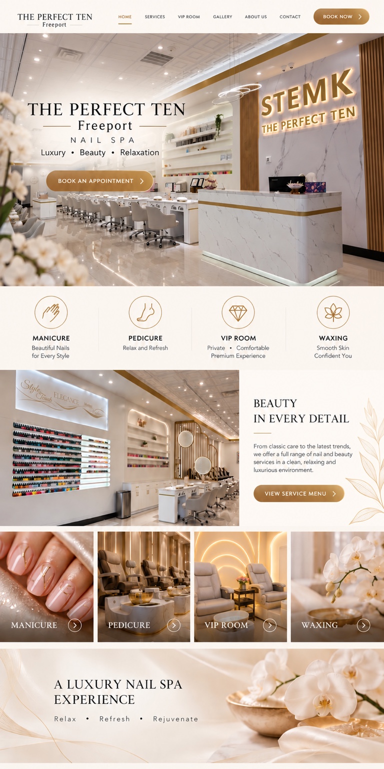 The Perfect Ten Freeport Nail Spa homepage